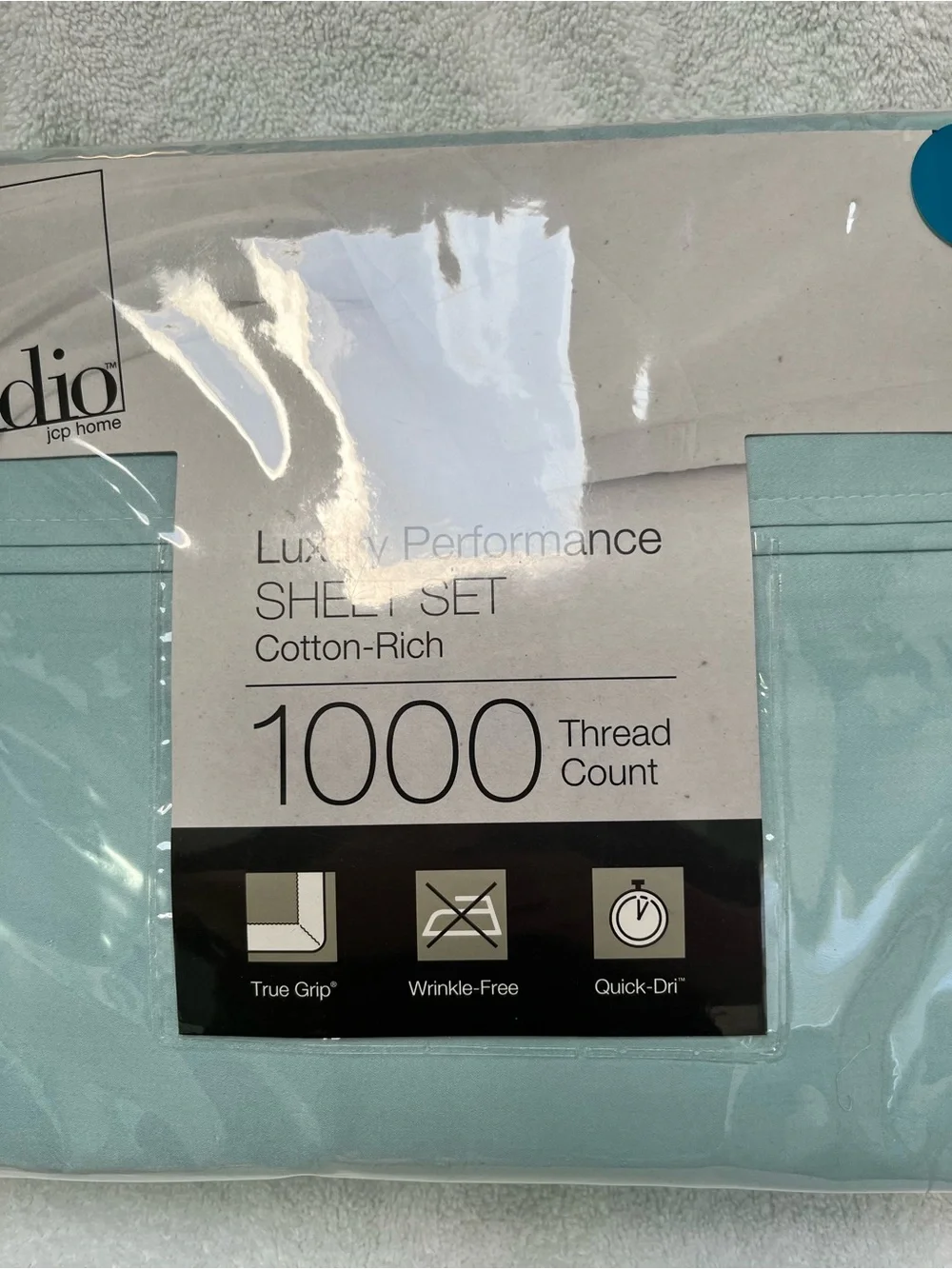 Studio JCP Home Luxury Performance King Sheet Set 1,000 Thread Count Blue NWT